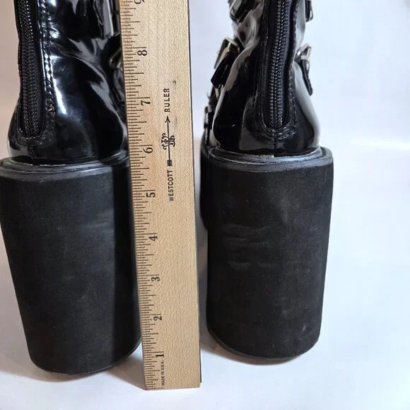 SOLD ON DEPOP Black Platform Buckle Boots Demonia Wide calf - Picture 4 of 7